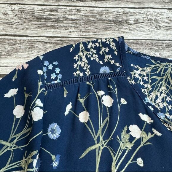 Westport 1962 Women's Floral Button Blouse XL Extra Large Navy Blue Pink Green - Picture 6 of 15